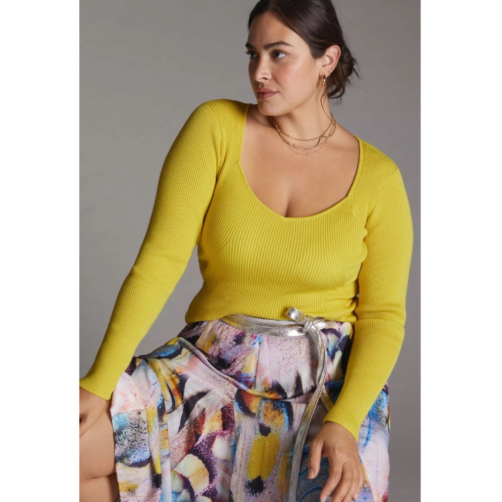 Anthropologie Sweetheart Sweater in Citron